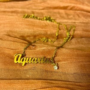 Aquarius Zodiac Necklace Golden
